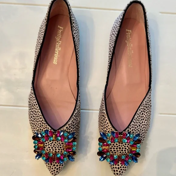 Pretty Ballerinas Leopard Print Flats with Jewel Embellishment - Picture 4 of 8